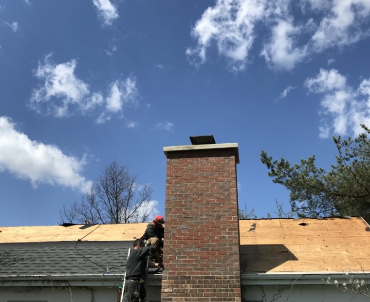 Chimney rebuild and roofing work